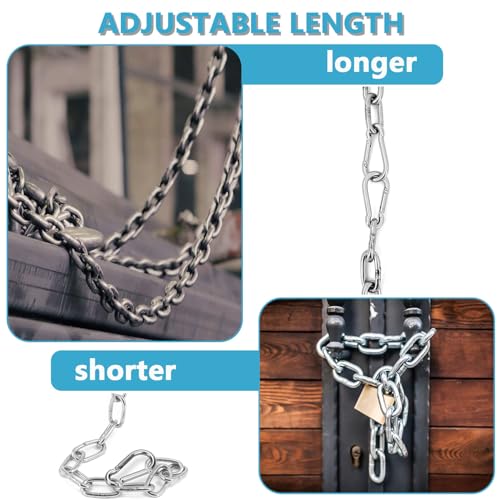 Heavy Duty Stainless Steel Chain with 4 Carabiners - 2 Pack for Gym Hammock Swing Punching Bags