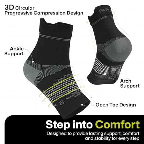 PAPLUS 3 Pairs Plantar Fasciitis Socks Women & Men - Ankle Compression Sleeve for Sprained Ankle, Heel Spur & Arch Support - Foot Brace for Achilles Tendonitis Relief, Arthritis Pain