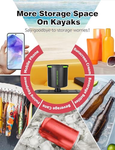 Kayak Cup Holder with Anti-Tip Rubber Pad - Durable ABS Mount 2 Pack