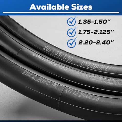 Corki Cycles 20 Inch Bike Tubes Butyl Rubber 2 Pack Fit 1.35 1.5 1.75 1.95 2.0 2.1 2.125 2.2 2.25 2.3 2.35 2.4, Bicycle Tire Inner Tube Replacement - Schrader Valve 32mm
