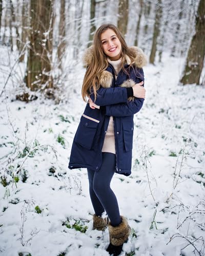Women's Fleece-Lined High-Waisted Thermal Leggings - Small-Medium Navy