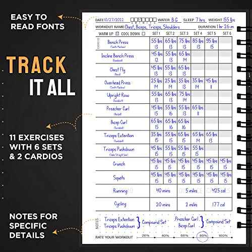Nextnoid Hardcover Fitness Journal Workout Planner for Men & Women - A5(5.7" x 8.3") Sturdy Workout Log Book to Track Gym & Home Workouts
