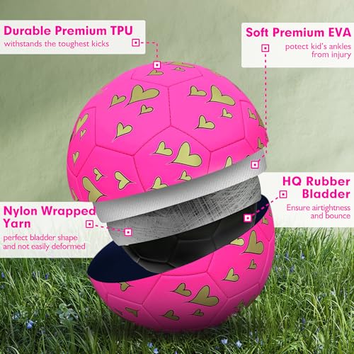 Soccer Ball Size 3 for Girls Little Kids - Golden Love, Ages 3-7