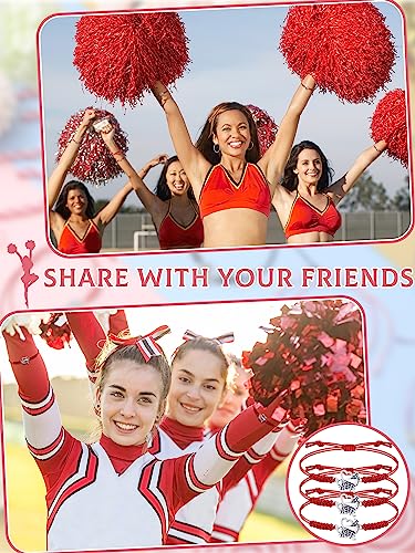20 Pcs Cheerleader Charm Bracelets for Girls - Adjustable Cheer Team Jewelry - Red Variation