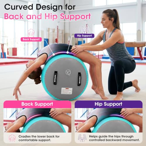 Inflatable Gymnastics Barrel for Back Handspring & Walkover – Mint Green/Grey, 39.4"L x 19.7"D