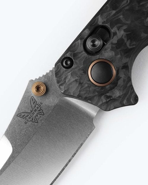 Benchmade - Mini Bedlam 865 Tactical Knife, Scimitar Blade, Carbon Fiber Handle (865-02)