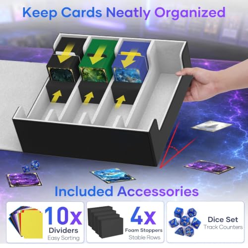 Mlikero Trading Card Storage Box A1-Black 4 Row - Holds 2400+ Cards with Dividers