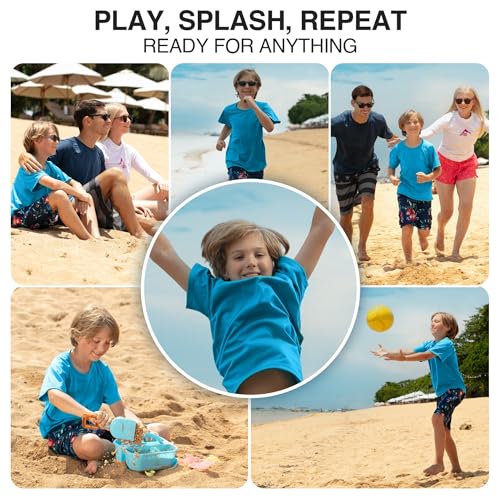 Kids Rash Guard Swim Shirt UPF 50+ Solid Aqua 12 / Boys' Sun Protection Top