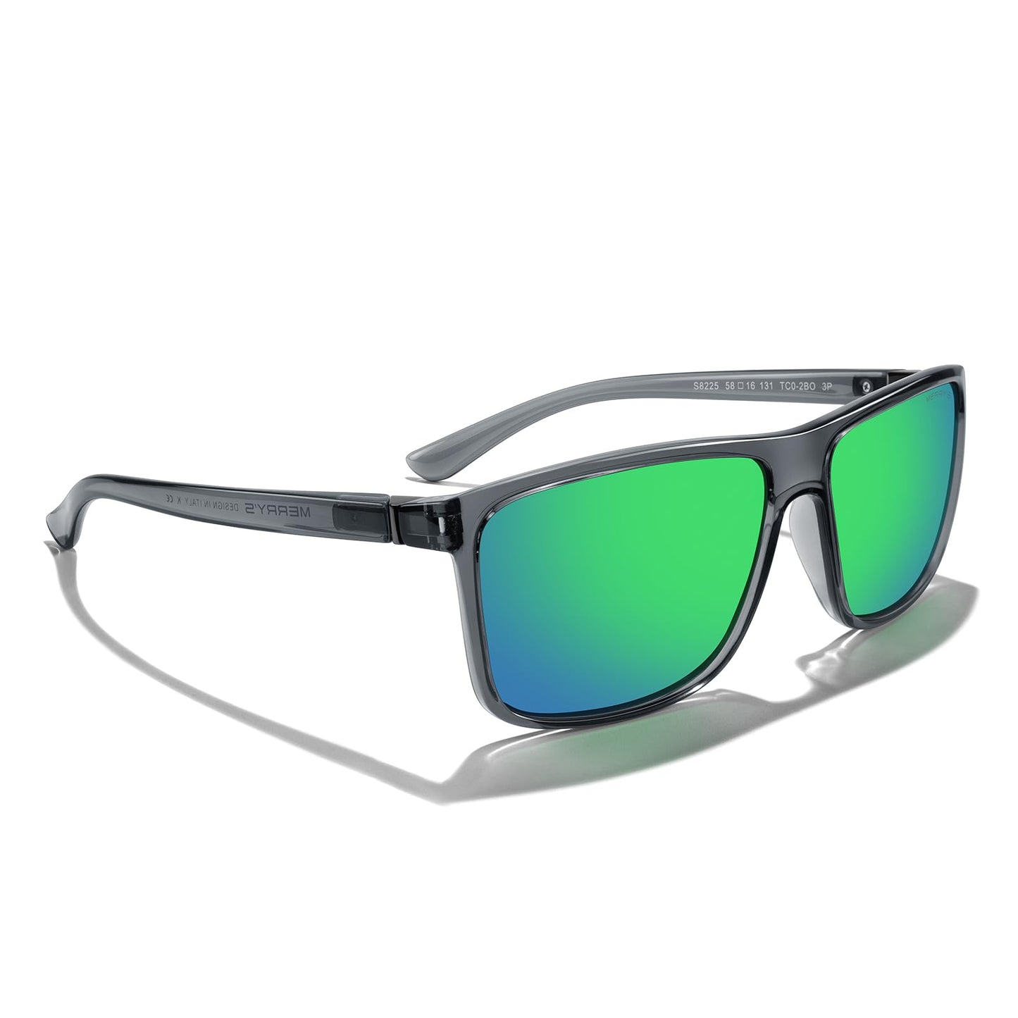 MERRY'S Rectangular Polarized Sports Sunglasses for Men Women Cycling Driving Fishing UV400 Protection S8225