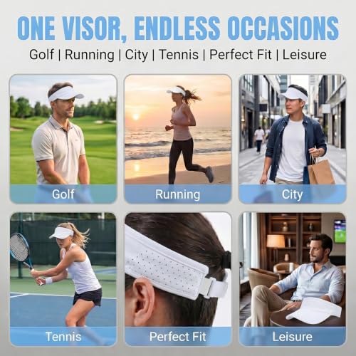 Sun Visors for Women and Men Adjustable Folding Cap - White