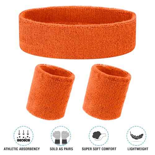 Yolev 3Pieces Sweatband Set, Sports Headband and Wristbands, Set of 1 Headband and 2 Wristbands, for Athletic Men and Women, Black and Neon Green, One Size(Light Green)