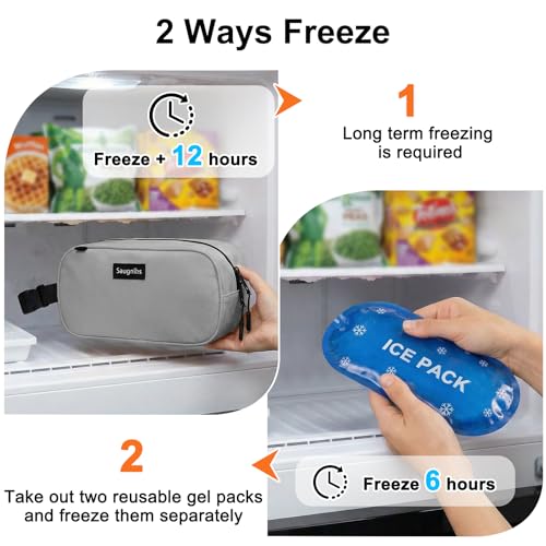 Gray Small Insulated Lunch Bag with Built-In Freezable Gel Pack - 10x4x5 Inch
