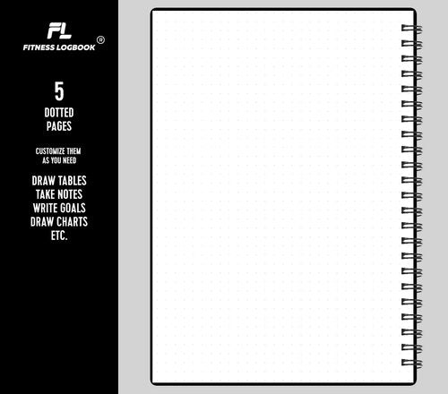 Fitness Logbook (Black) - A5 Undated Workout Journal For Men & Women - Plastic Cover & Thick Paper - Planner Log Book To Track Weight Loss, Muscle Gain, Gym Exercise, Bodybuilding Progress
