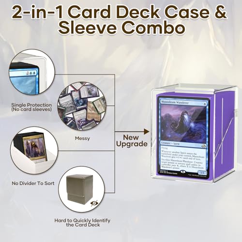 YSCare Card Deck Boxes Set with 6 Color Sleeves & 600 Card Sleeves - Clear Case & Dividers