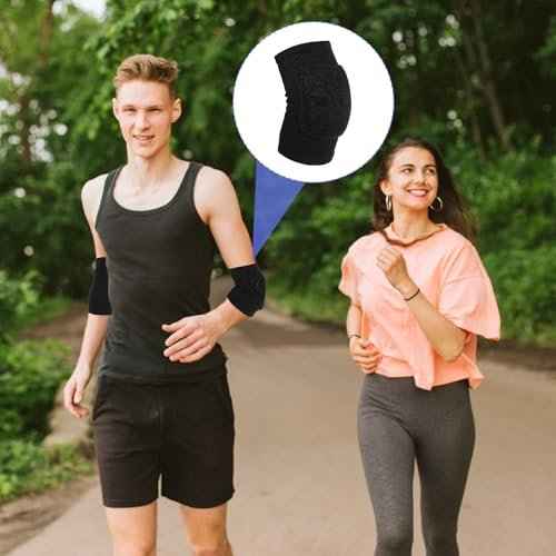 1 Pair Tandem Volleyball Elbow Pads, Arm Brace Pads Elbow Protector Strap Support Fitness Arm Protector Compression Breathable with Padded for Men and Women (Black, S, Suitable weight:110-176lb)