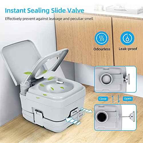 YITAHOME 2.6 Gallon Portable Toilet for Camping, RV Travel Potty with Press Flush Pump, Anti-leak Seal Ring for Travel, Boating, Hiking, Trips
