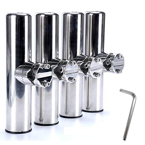 Marine Grade Stainless Steel Clamp-On Fishing Rod Holder for Rails 1"-1-1/4"