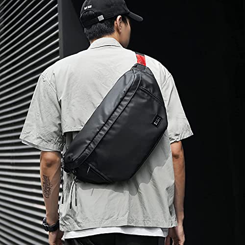 Large Crossbody Fanny Pack for Women Men with 5 Zipper Pockets - Black