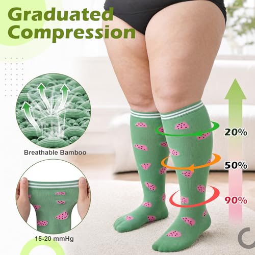 Plus Size Compression Socks for Women - 4 Pairs