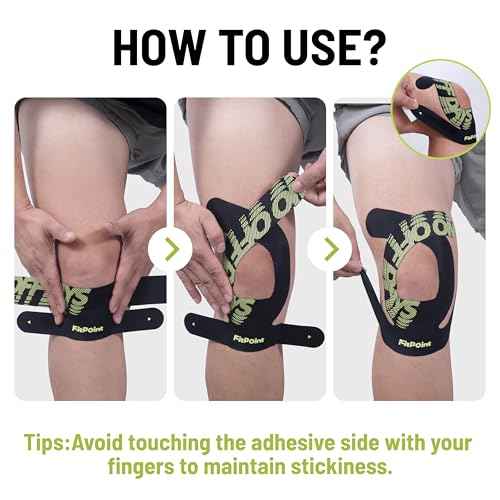 Motion Precut Kinesiology Tape for Knees, 10 Pcs Ultra-Sticky Adhesive Synthetic Knee Tape, Pain Relief & Knee Support, Latex-Free Elastic Athletic Tape, Jet Black