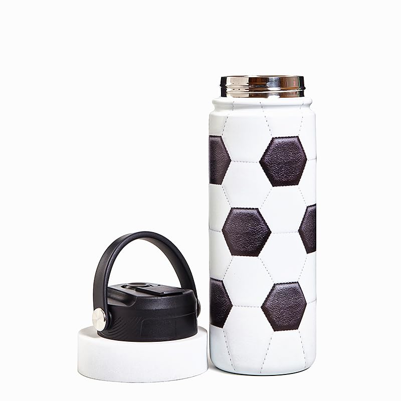 Kids Insulated Soccer Water Bottle - 18 Oz Leakproof Stainless Steel Sport Drink