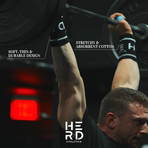 HERD Athletics Cotton Wrist Sweatbands – Absorbent, Stretchable Wrist Bands for Men & Women – Anti-Chafing, Sweat-Wicking Support for Weightlifting, Cross Training, WODs, Tennis, Running & Fitness