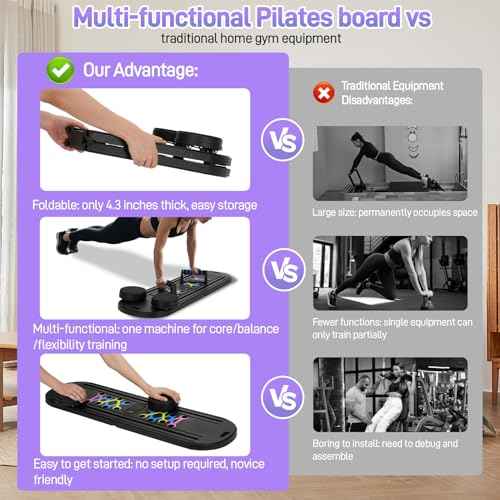Pilates Board 15-in-1, Multifunctional Foldable Home Pilates Machine with Timer, Portable Pilates Reform Set for Women, Abs Workout and Home Fitness Exercise