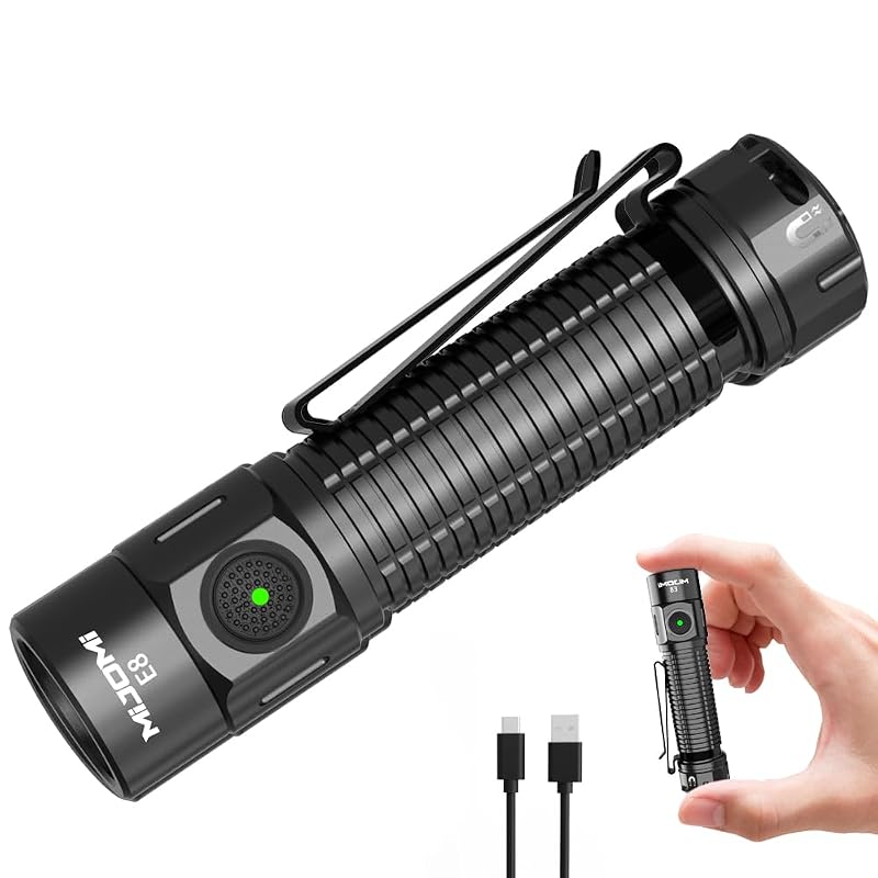 2000 Lumen Rechargeable Flashlight - 6 Modes, Type-C, IPX4 Waterproof, Compact EDC