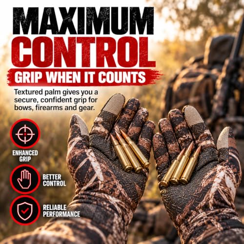 Men's Camo Touchscreen Hunting Gloves - Lightweight, Durable Outdoor Gear