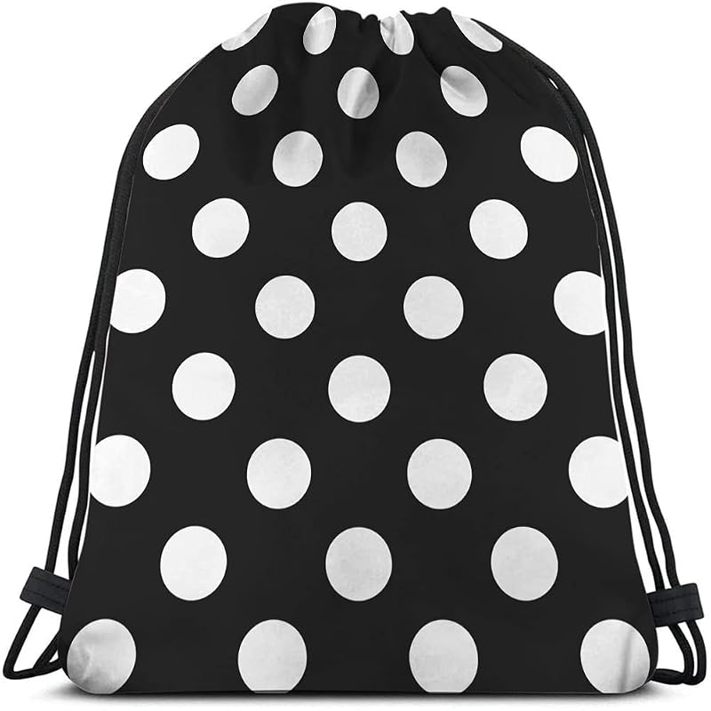 Drawstring Gym Backpack 14x16.9 Inch - Marble Texture, Black White Polka Dots, Multi-Variant a55+14x16.9 Inch