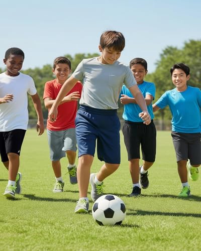 Boy's Athletic Mesh Shorts 5 Pack - Breathable Basketball Shorts - Large Black Grey Navy Variation