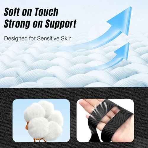 10 PCS Waterproof Kinesiology Tape for Shoulders/Knees,Precut Strips for Knee Pain Relief & Stability Support, Elastic Strong Adhesive Athletic Tape, Latex-Free Hypoallergenic Sports Tape (Black),
