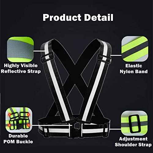 Reflective Strap Safety Vest Gear - 2-10 Pack Adjustable High Visible Reflective Running Gear for Women Men Night