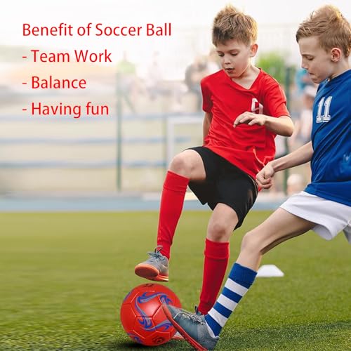 Soccer Ball Size 3 Practice Training Ball for Boys Girls - White, Anti-Explosion Leather