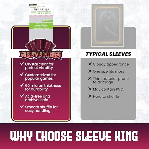 Medium Size Card Sleeves 57.5 x 89 mm - Clear 60 Micron Pack of 2 for Board Games