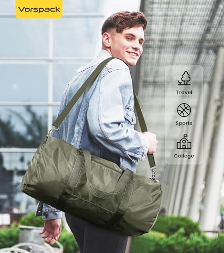 Vorspack 20 Inches Green Foldable Gym Duffel Bag for Men Women