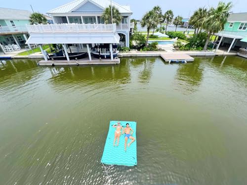 Giant Inflatable Pool Float Mat 102x72 Inches with Pool Hammock - Green Summer Water Party Accessory