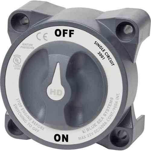 Blue Sea Systems 3001 Heavy Duty Battery Switch with Alternator Field Disconnect, On-Off, Beige