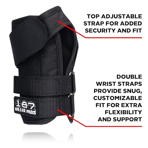 187 Killer Pads Pro Wrist Guards Black Medium - Durable Skate & Inline Support