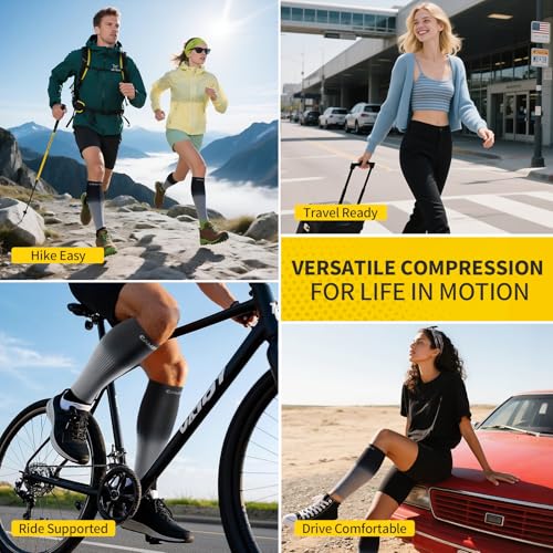 Calf Compression Sleeves 20-30mmHg Gray X-Large Leg Support for Runners & Travelers