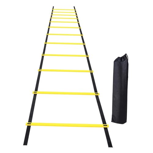 Vaveren Football Agility Ladder Speed Ladder Portable Stairs Fitness Training Jumping Hurdles with Storage Bag Outdoor Sports Folding, 6 Meters 12 Sections