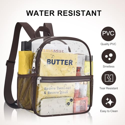 Clear Stadium Backpack for Sports Events - Chocolate / Enhanced Strap