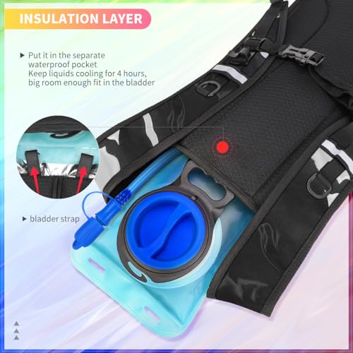 Clear Hydration Backpack with 2L Insulated Water Bladder for Raves Hiking Cycling