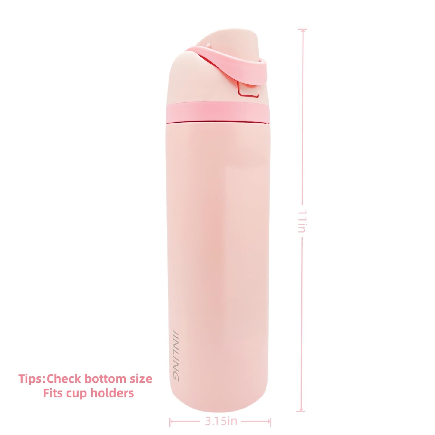 24oz Insulated Stainless Steel Water Bottle with Straw for Sports and Travel, BPA-Free Sports Water Bottle (Light Pink)