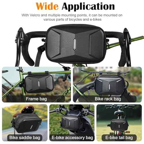 Bike Handlebar Bag, EVA Waterproof Bike Front Bag, 3.2L Bicycle Frame Storage Bag Waist Shoulder Bag, Bike Pouch for Road Mountain Bicycle Cycling Travel Hiking