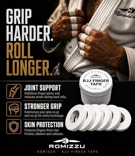 BJJ Jiu Jitsu Finger & Thumb Tape - White, 6 Rolls in Metal Tin