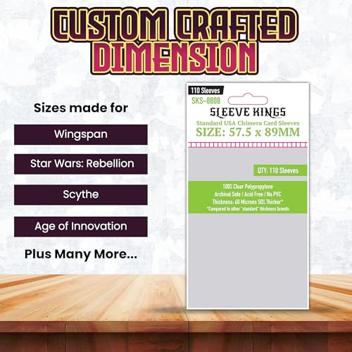 Medium Size Card Sleeves 57.5 x 89 mm - Clear 60 Micron Pack of 2 for Board Games