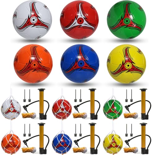 Youlina Size 5 Soccer Balls Pack with Pump & Mesh Bags - Bulk Sports Equipment for Donations
