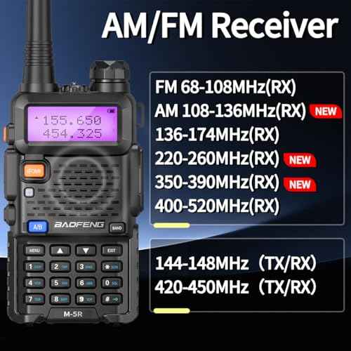 Baofeng UV-5R Ham Radio Upgrade 8W Handheld Long Range UV5R Walkie Talkies with Earpiece M-5R 5RX Multi Band Two Way Radio with Copy Frequency,USB-C Charger for Hunting Survival Gear