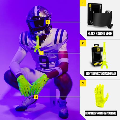 Nxtrnd Neon Yellow Football Mouth Guard with Permanent Strap for Adults & Youth